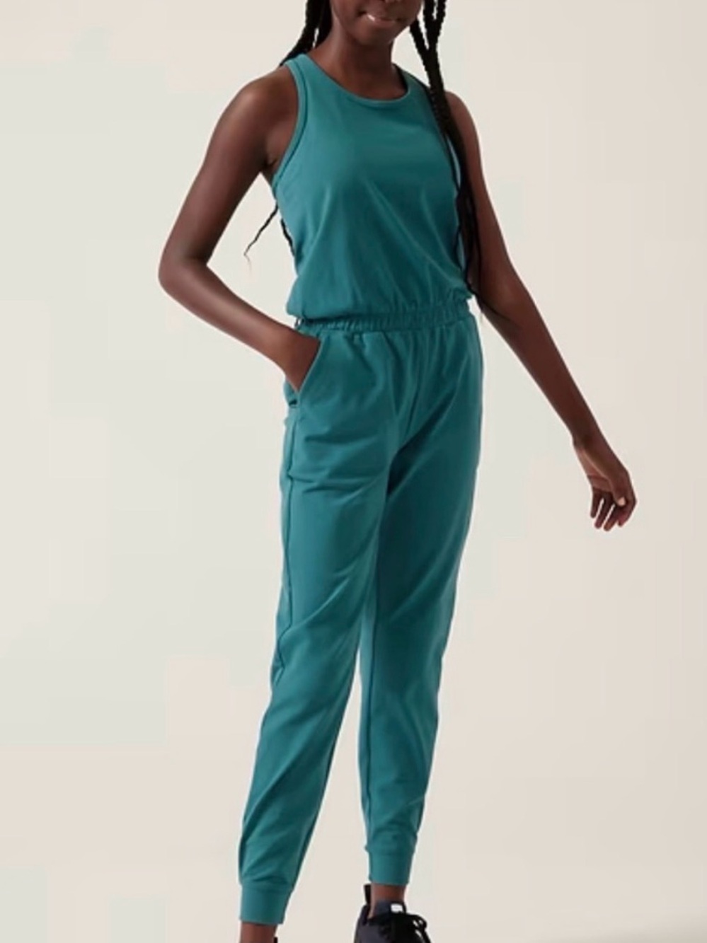 Athleta Girls Hop Skip and a Jumpsuit is made of a breathable fabric